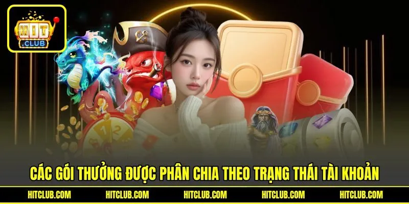 Các gói thưởng được phân chia theo trạng thái tài khoản